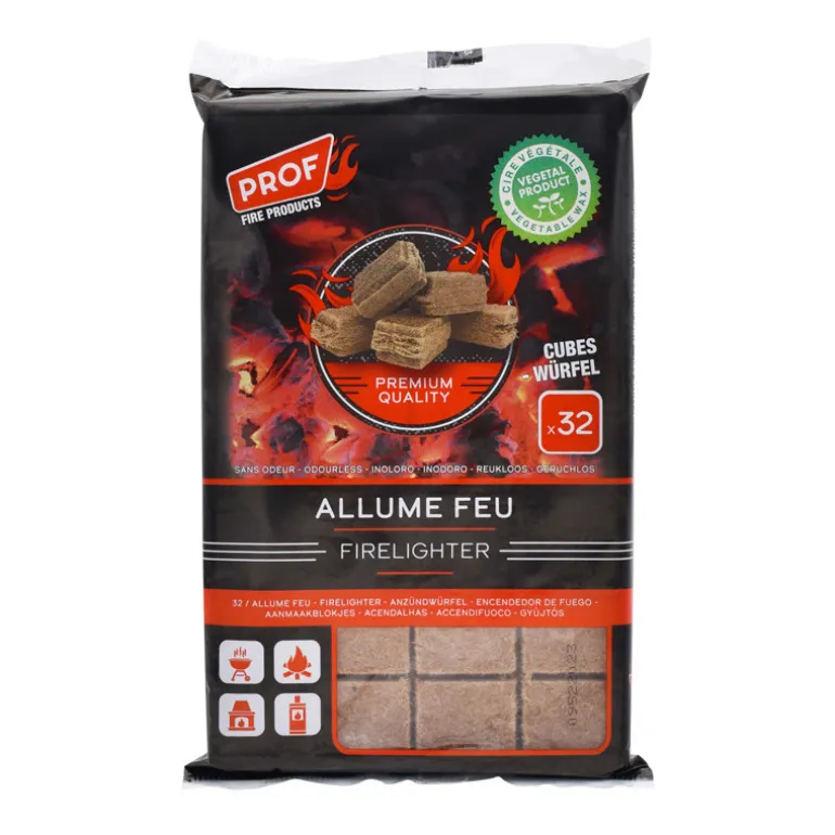 Allume feu 32 cubes bois naturel