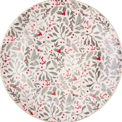 Assiette plate fleurie noel