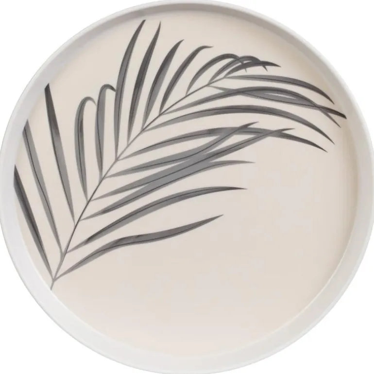 Assiette plate motif feuillage d