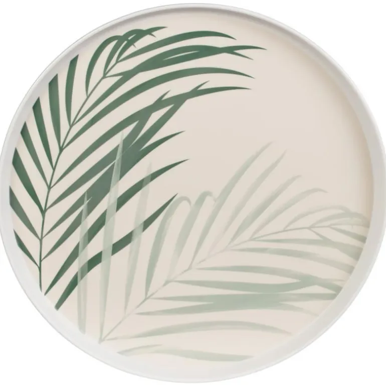 Assiette plate motif feuillage d