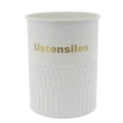 Boite a ustensiles metal & beige