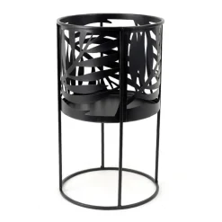 Cache pot sur pied noir tropical