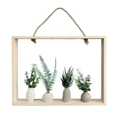 Cadre vases fleurs artificielles