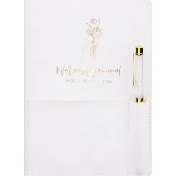 Cahier et stylo dore