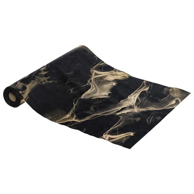 Chemin de table tissu marbre noi