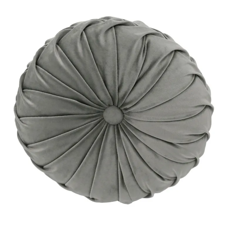 Coussin 30cm rond velours gris