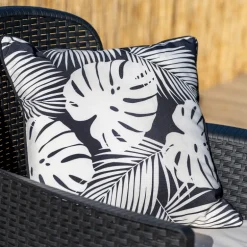 Coussin ext feuillage noir/v