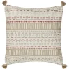 Coussin ext geo avec pompons cre