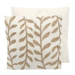 Coussin feuilles en jute 50x50cm
