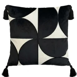 Coussin geometrie noir avec pomp