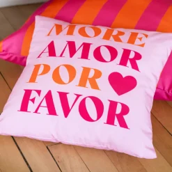 Coussin more amor 45x45cm rose o