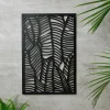 Deco metal mural feuillage noir