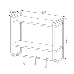 Etagere murale 2 niveaux bois/bl