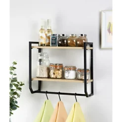 Etagere 2 niveaux avec crochets