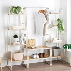 Etagere 4 niveaux creme/bois