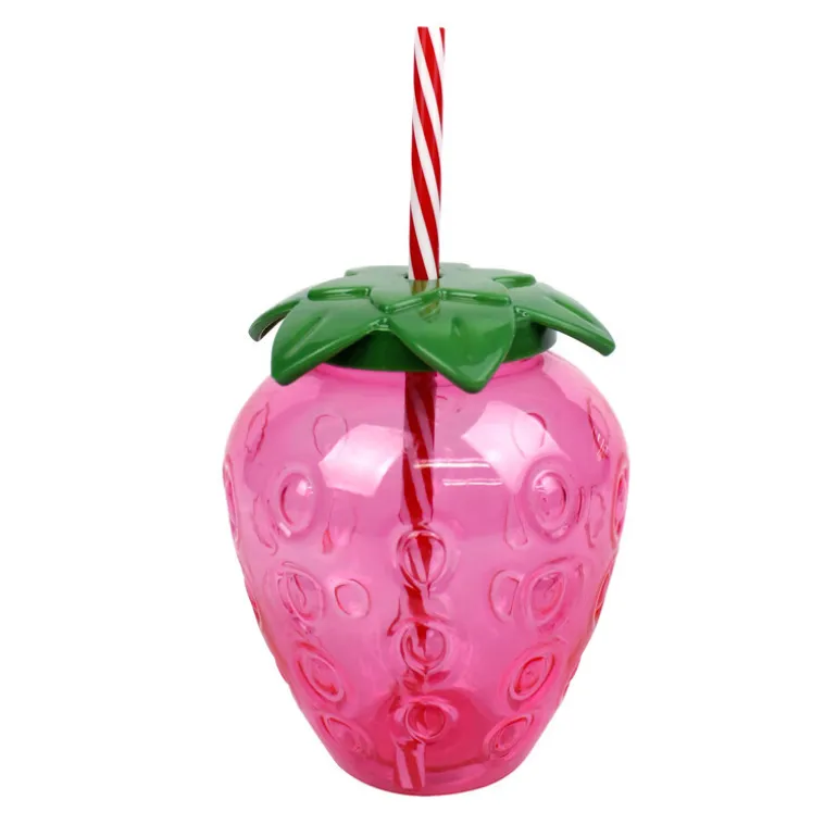 Gourde avec paille fraise