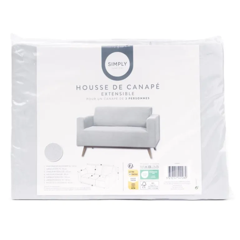 Housse de canape unie 2p gris