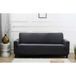Housse de canape uni 3p taupe