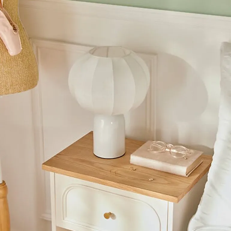 Lampe abat jour tissu h33cm blc
