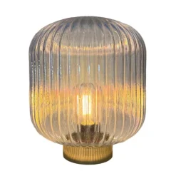 Lampe a poser en verre strie