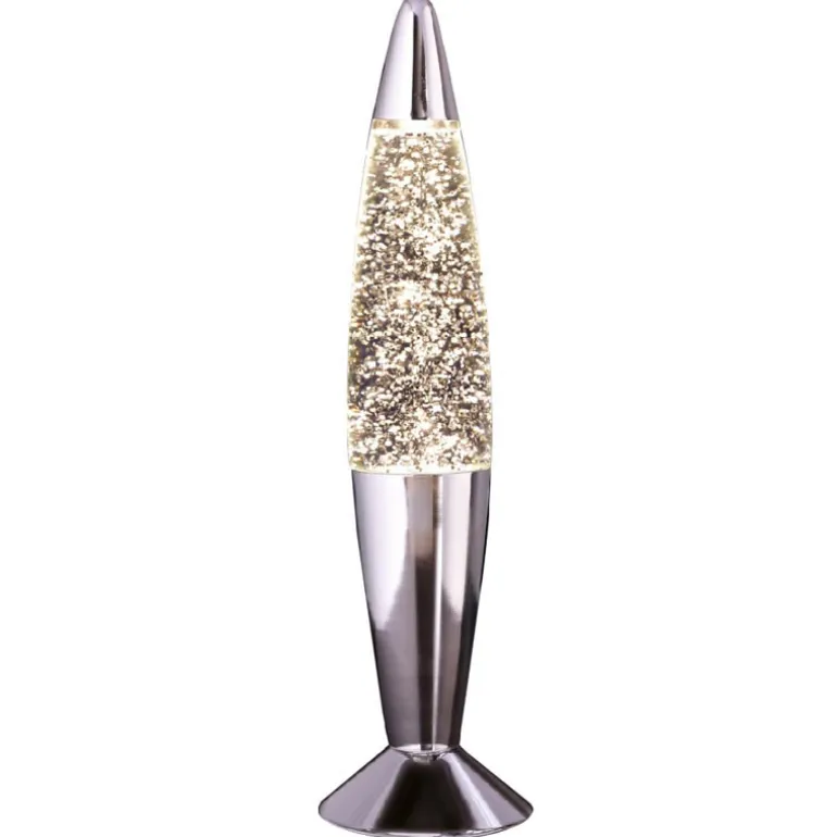 Lampe lave a paillettes argent