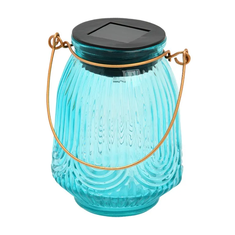 Lanterne solaire en verre relief