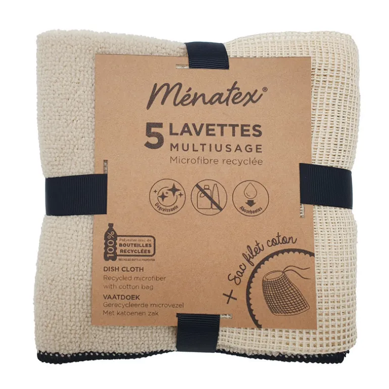 Lavettes microfibres x5 avec sac