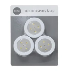 Lot de 3 lumieres led poussoir