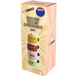 Lot de 4 mugs tete de chat kawai