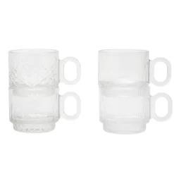 Lot de 4 tasses en verre motifs