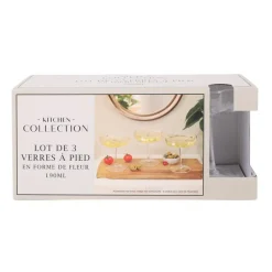 Lot de 3 verres a pieds fleur