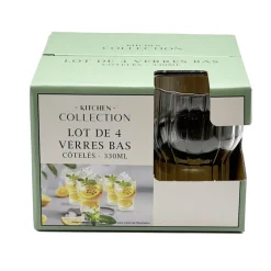 Lot de 4 verres bas cotele 330ml