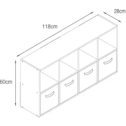 Meuble 8 cubes/4 paniers blanc