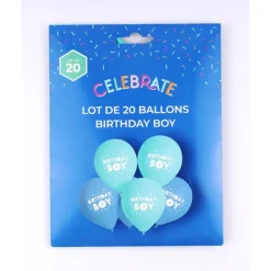Paquet de 20 ballons bleu birthd