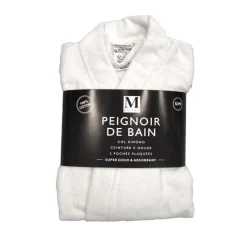 Peignoir velours eponge s/m blan