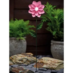 Piquet solaire fleurs metal h49