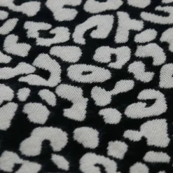 Plaid a franges leopard noir 130
