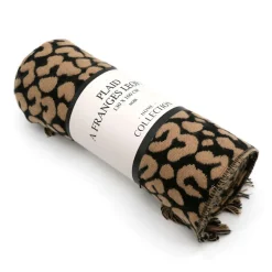 Plaid a franges leopard 130x160c