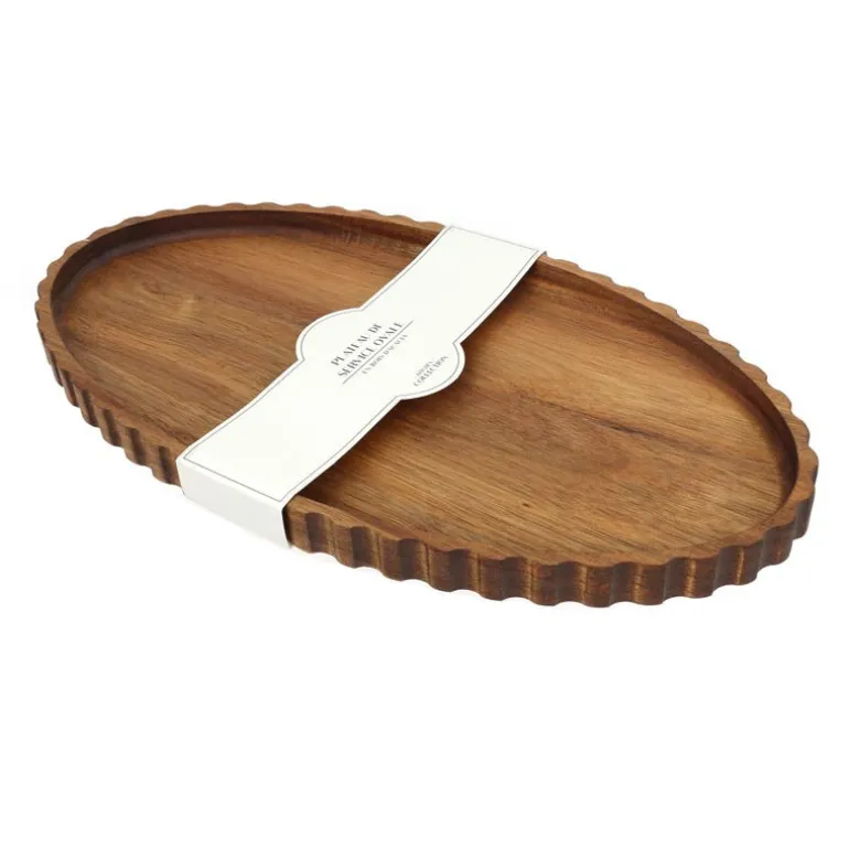Plateau cottele ovale en acacia