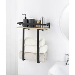 Portant avec etagere bois/noir