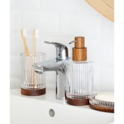 Porte savon en verre et bois