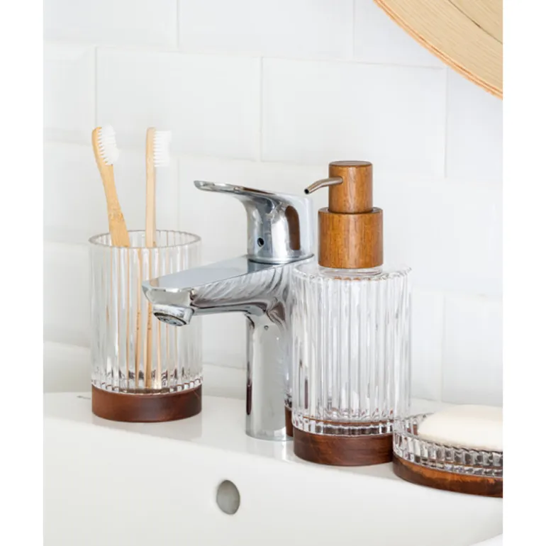 Porte savon en verre et bois