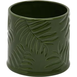 Pot ceramique palmes vert