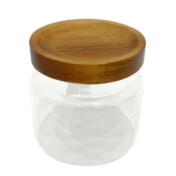 Pot en verre couvercle acacia