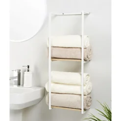 Rangement deux niveaux bois/blan