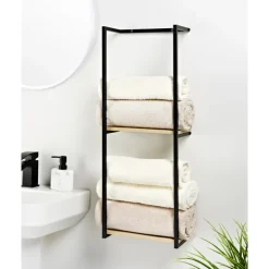 Rangement deux niveaux bois/noir
