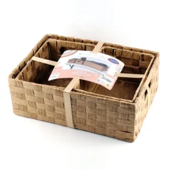 Set de 3 paniers tresses naturel