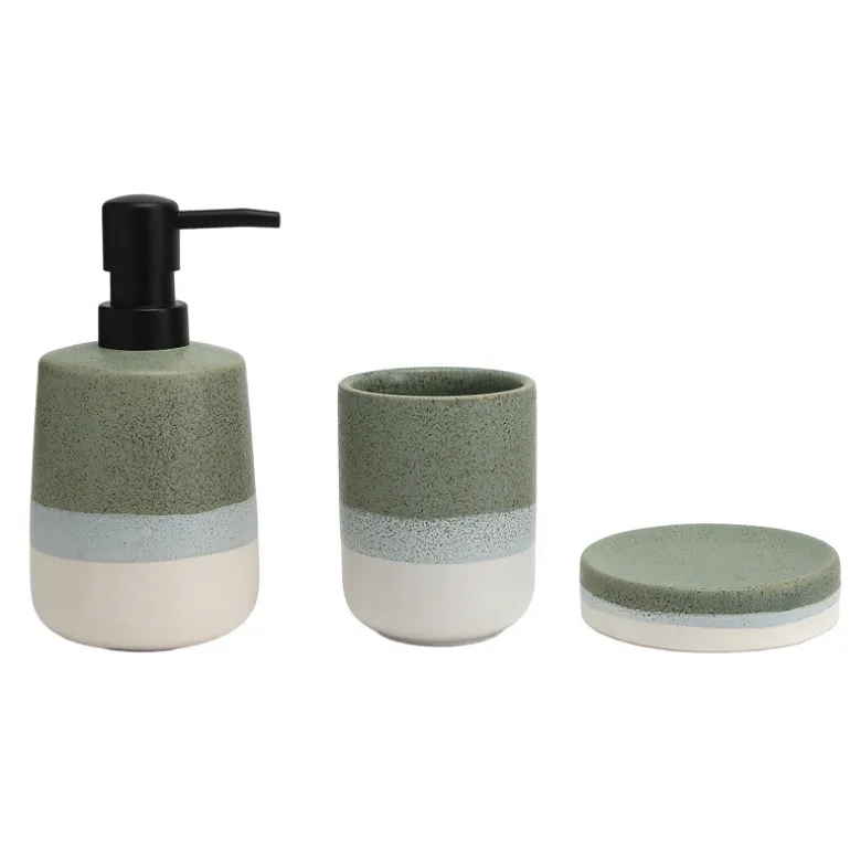 Set x3 accessoires sdb vert