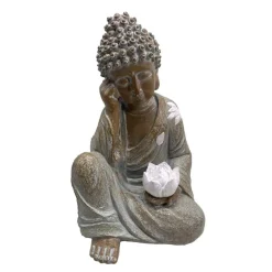 Statue solaire bouddha lotus