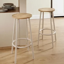 2 tabourets hauts creme / bois